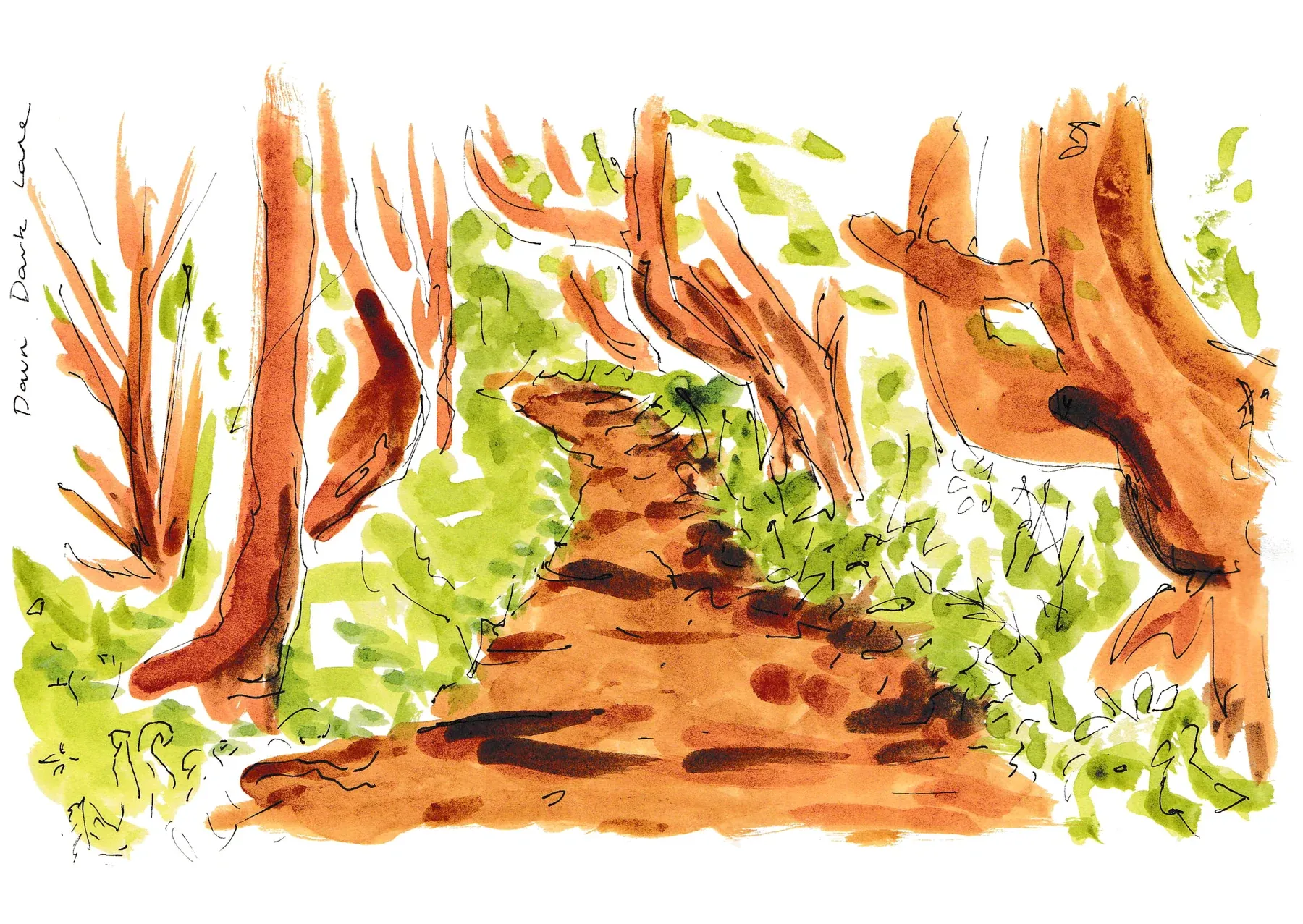 En plein air piece of a local footpath.